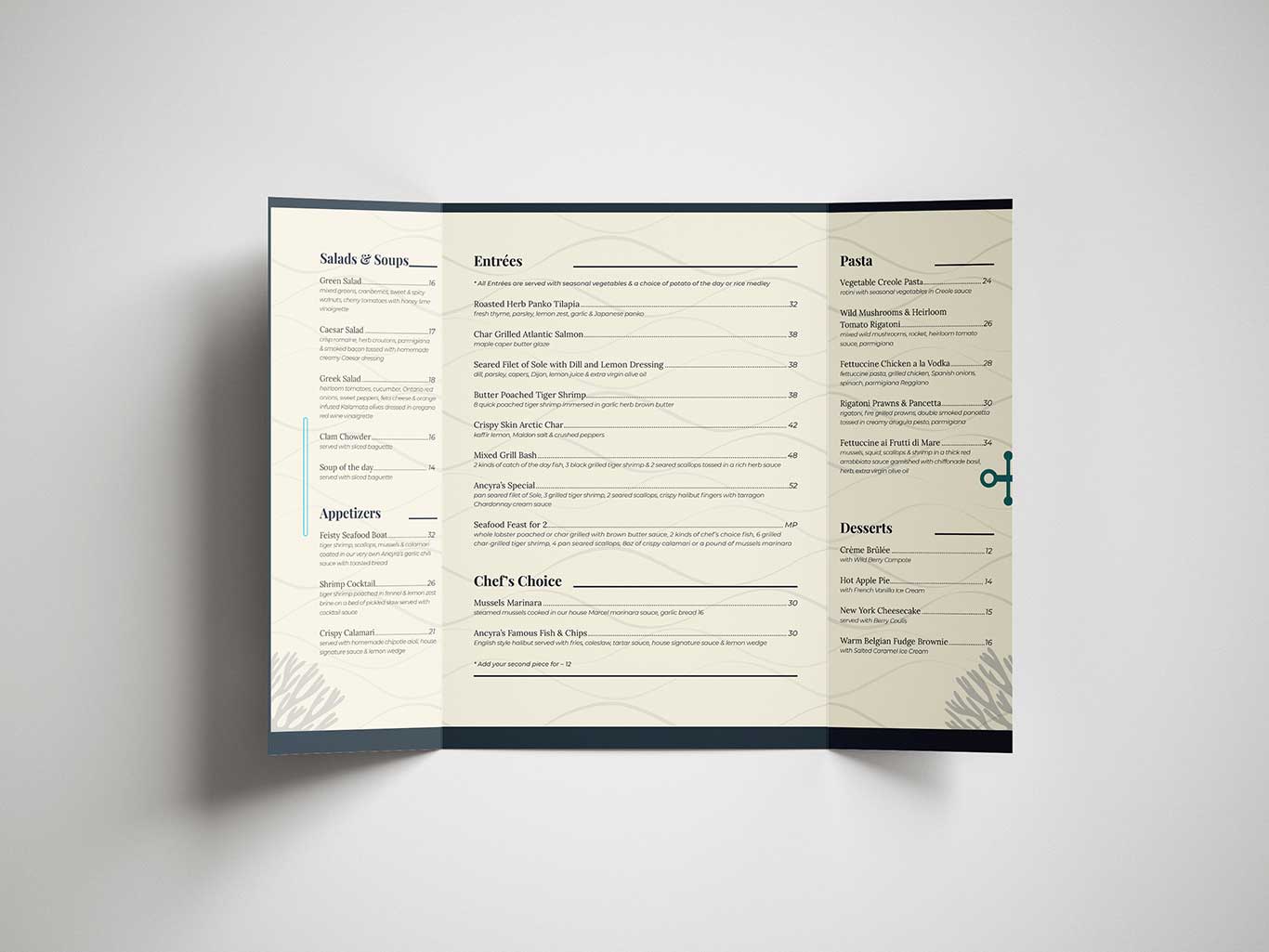 Ancyra Seafood Restaurant menu inside view