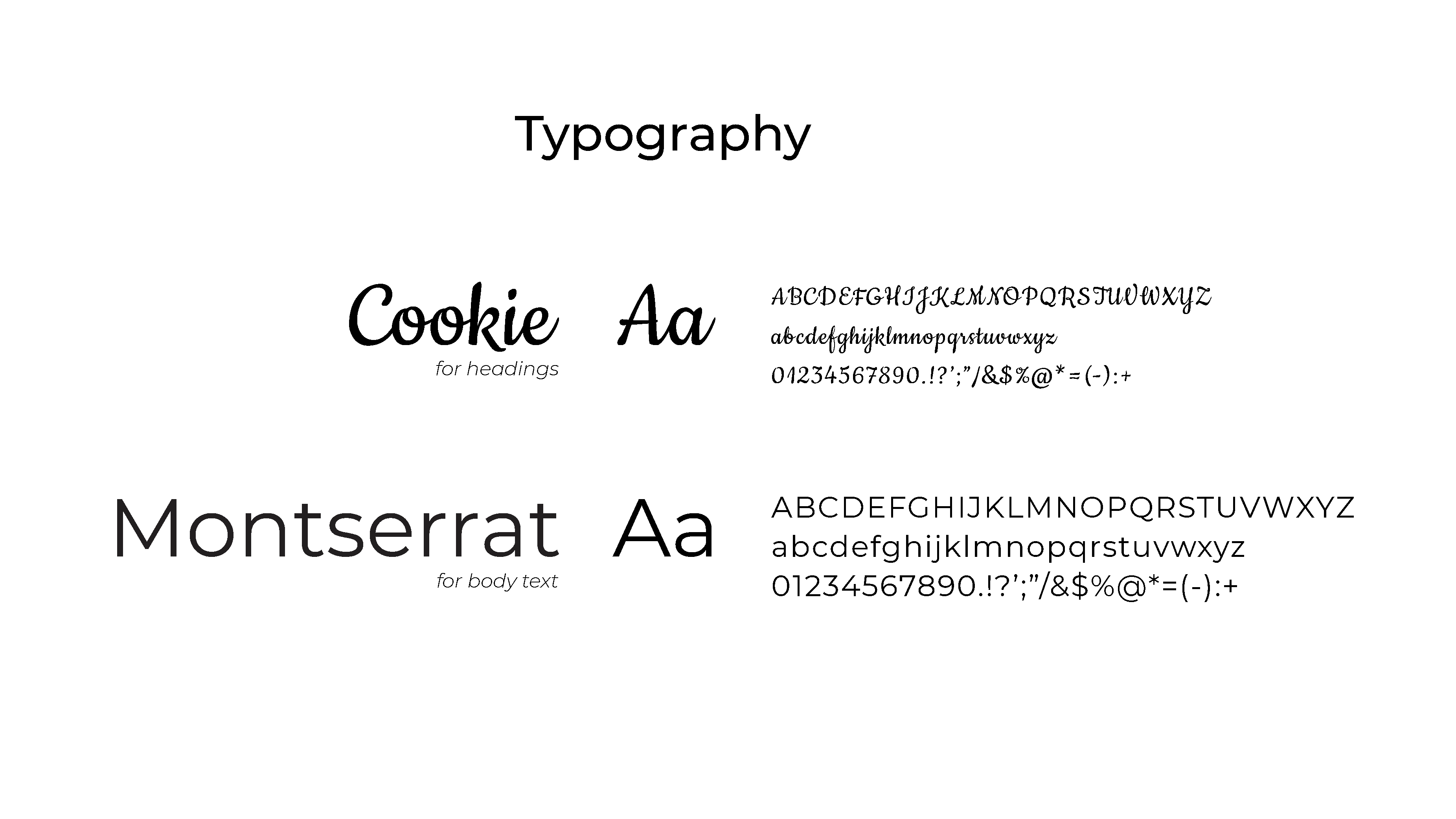 Lunette Bakery branding typography showing heading, subheading, and body text styles